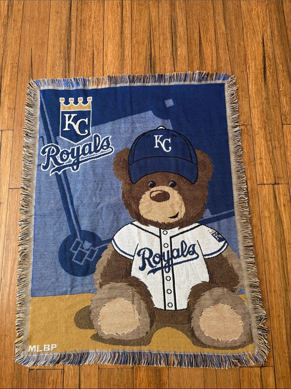 Kansas City Royals Tapestry Blanket Throw Teddy Bear 36x46 Baseball MLB Bedding